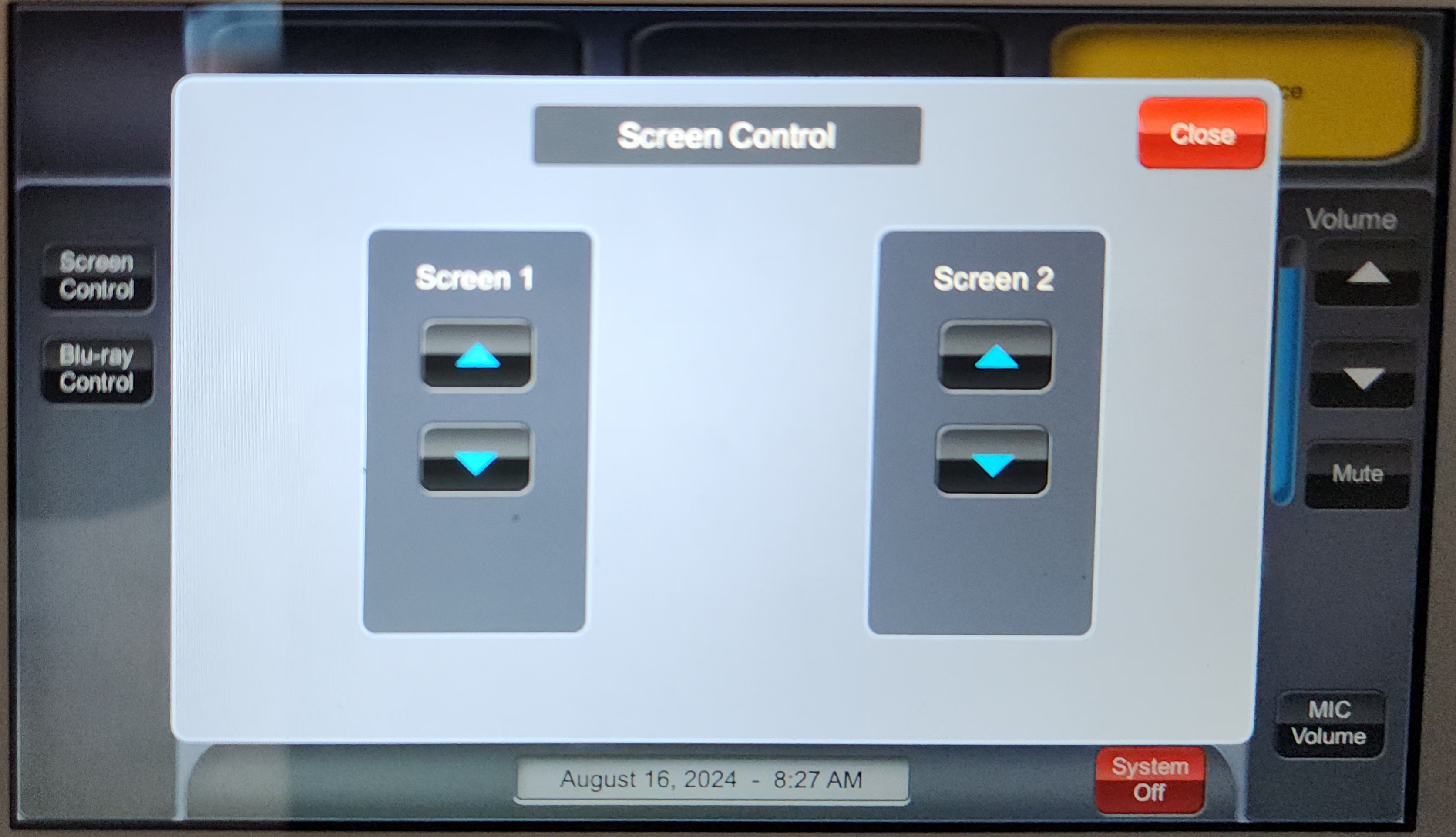 Screen control